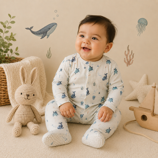 Bamboo Ocean Pyjama Sleepsuit