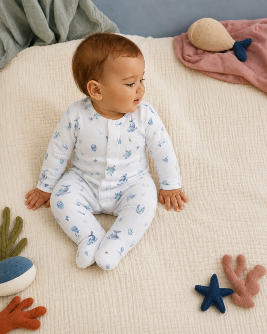 Bamboo Ocean Pyjama Sleepsuit